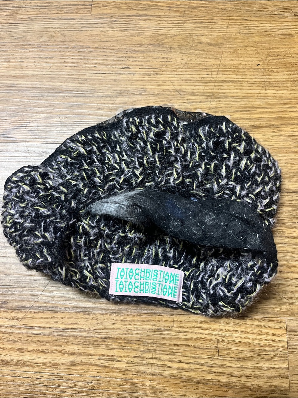 Tata Christiane Rare Y2K Vintage Style Sequin Knit French Beret Hat Disco Glam - Picture 4 of 8